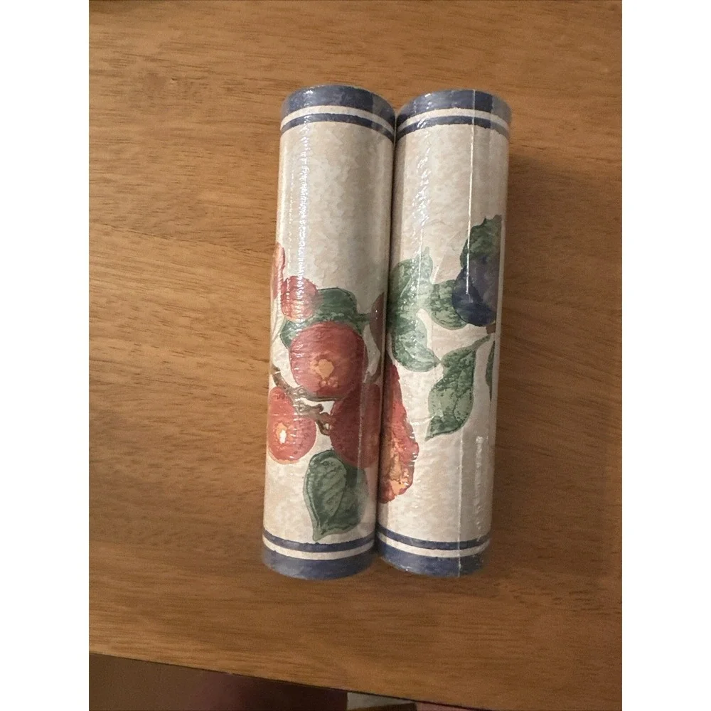 Longaberger Wallpaper Border Fruit Medley Blue Set of 2 Made In USA Prepaste